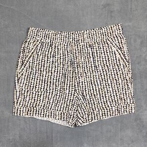 Royalty For Me Linen Blend Shorts XL Pebbled‎ Print Blue Tan Black Pockets Boho